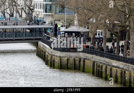 London, UK. 10th Apr, 2021. The Death Gun Salute being fired as a tribute to Prince Philip at the Tower of London. Credit: SOPA Images Limited/Alamy Live News