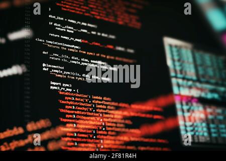 Abstract information technology background. Modern technologies screen concept. Macro shot of display with shallow field of depth. Stock Photo