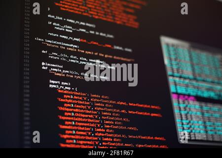 Abstract information technology background. Modern technologies screen concept. Macro shot of display with shallow field of depth. Stock Photo