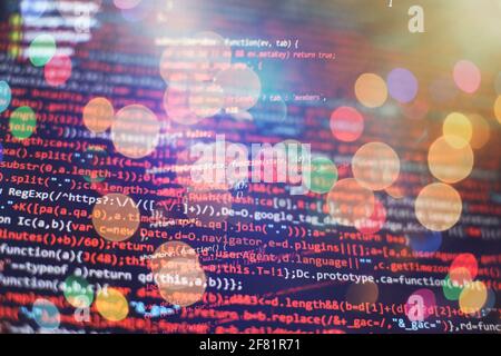 Web develop company web interface icon for software design concept. cloud information flow. Neural network running in Python. Stock Photo