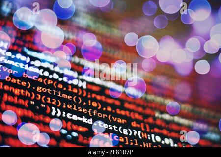 Web develop company web interface icon for software design concept. cloud information flow. Neural network running in Python. Stock Photo