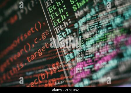 Web develop company web interface icon for software design concept. cloud information flow. Neural network running in Python. Stock Photo