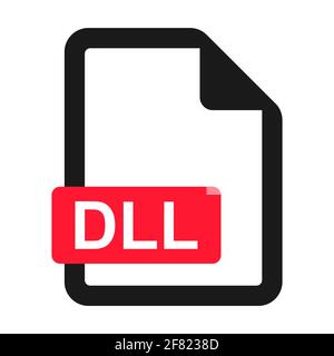 File DLL flat icon isolated on white background. DLL format vector illustration . Stock Vector