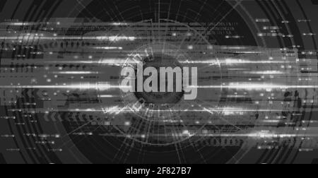 Eye Camera Cyber Hi-tech on Future Black Technology Background,Camera Security and Robot Concept design,Vector Illustration. Stock Vector