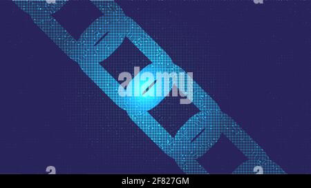 Blockchain hyperlink symbol on binary code number big data flow ...