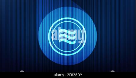 Libra cryptocurrency symbol on blue curtain background with Stage light,illustration,Vector. Stock Vector