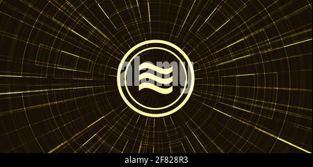 Gold Libra cryptocurrency symbol on network technology background,Blockchain and Wallet concept design,illustration,Vector. Stock Vector