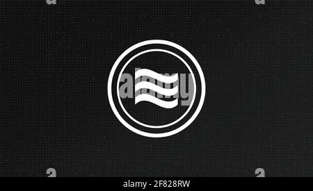 Black and White Libra cryptocurrency symbol on Circle digital technology background,Blockchain and Wallet concept design,illustration,Vector. Stock Vector