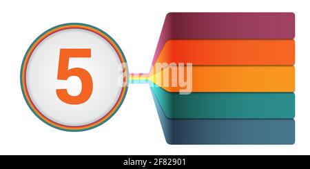 Template for Infographics 5 positions. Colourful numbered strips with prospect. Infographic. Stock Photo