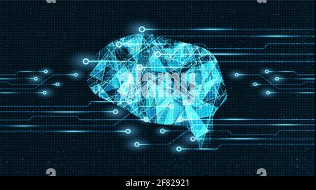 Digital Brain Technology on Circuit Microchip Background,science and intelligence Concept design,Free Space For text in put,Vector illustration. Stock Vector