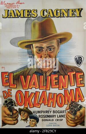 Original release Argentinian Poster for JAMES CAGNEY HUMPHREY BOGART and ROSEMARY LANE in THE OKLAHOMA KID 1939 director LLOYD BACON Warner Bros. Stock Photo