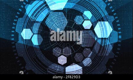 Abstract Cyber Hi-tech Eye Technology Background,Camera Security and Robot Concept design,Vector Illustration. Stock Vector