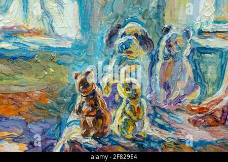 composition of several objects, oil painting, handmade Stock Photo - Alamy