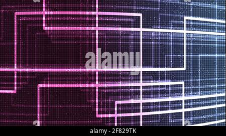 Light Violet Neon Circuit Microchip on Technology Background,Hi-tech Digital and network Concept design,Vector illustration. Stock Vector