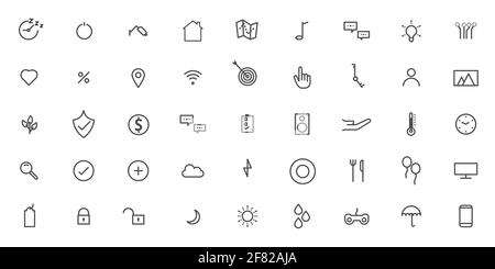 Set of smart home icon. Residence simple symbol.Indoor object element inside home. 320x320 pixels Stock Vector