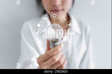 Energy saving, clean energy and smart energy concept Stock Photo