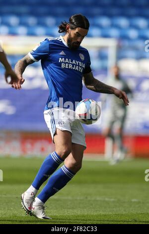 Cardiff, UK. 10th Apr, 2021. Marlon Pack of Cardiff City in action. EFL Skybet championship match, Cardiff city v Blackburn Rovers at the Cardiff City Stadium in Cardiff, Wales on Saturday 10th April 2021. this image may only be used for Editorial purposes. Editorial use only, license required for commercial use. No use in betting, games or a single club/league/player publications. pic by Andrew Orchard/Andrew Orchard sports photography/Alamy Live news Credit: Andrew Orchard sports photography/Alamy Live News Stock Photo