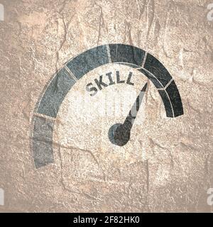 Scale with arrow. The skill level measuring device icon. Face profile ...