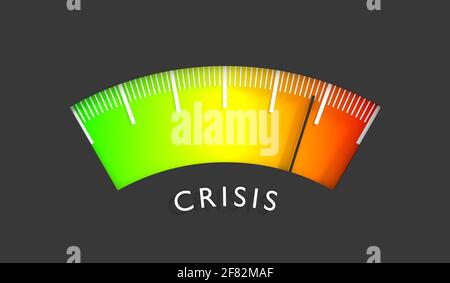 Scale with arrow. The crisis level measuring device icon. Sign ...