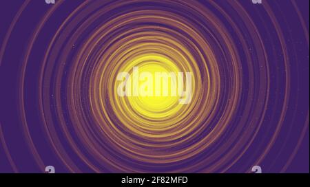 Purple Comic Spiral Black Hole on Black Galaxy Background.planet and physics concept design,vector illustration. Stock Vector