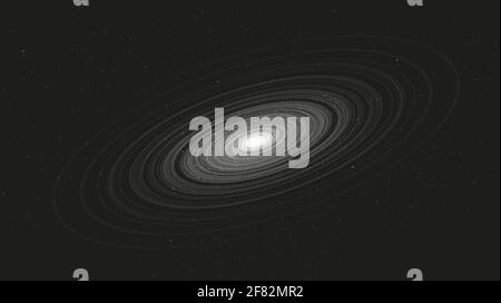 Gray Spiral Black Hole on Black Galaxy Background.planet and physics concept design,vector illustration. Stock Vector