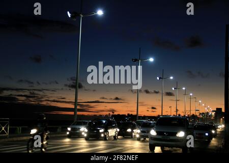 salvador, bahia / brazil - january 20, 2015: vehicles are seen passing through the Pituba neighborhood in the city of Salvador in a place with LED lig Stock Photo