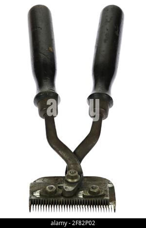vintage two hand sheep clipper isolated on white background Stock Photo