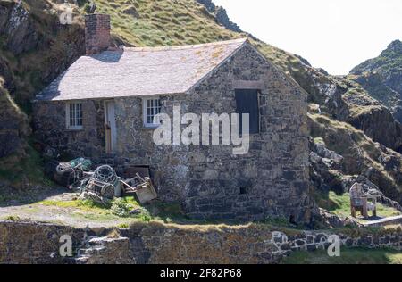 An old Fishermans cottage in Mullion Cove,Cornwall. Stock Photo