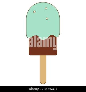 Chocolate ice cream popsicle on a stick Stock Vector