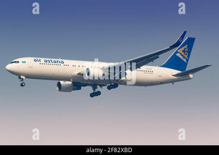 Bangkok, Thailand – 24. January 2018: Air Astana Boeing 767 at Bangkok-Suvarnabhumi airport (BKK) in Thailand. Boeing is an aircraft manufacturer base Stock Photo