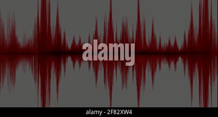 Dark Red Sound Wave on Gray background,audio wave diagram concept,design for education and science,Vector Illustration. Stock Vector