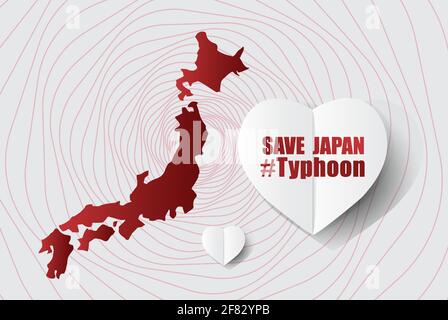 Save for japan Message on Gray background; design for Support and help to people; charity; donate after Typhoon landslide; vector illustration. Stock Vector
