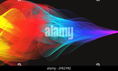 Smoke Colorful Digital Sound Wave on Black background vector. Stock Vector