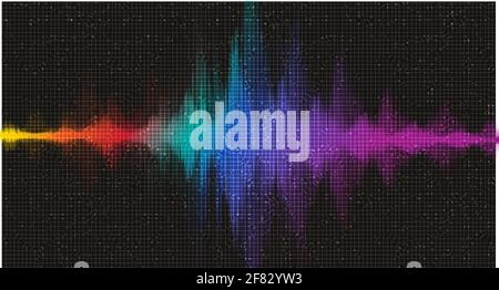 Modern Colorful Digital Sound Wave on Black background vector. Stock Vector