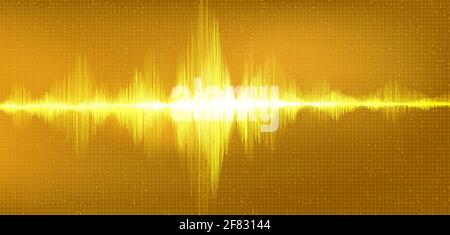 Golden Digital Sound Wave on Gold Background,technology and earthquake wave diagram concept,design for music studio and science,Vector Illustration. Stock Vector