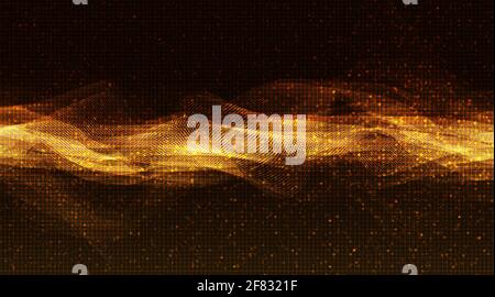 Golden Shine Sound Wave Background,technology and earthquake wave diagram concept,design for music studio and science,Vector Illustration. Stock Vector