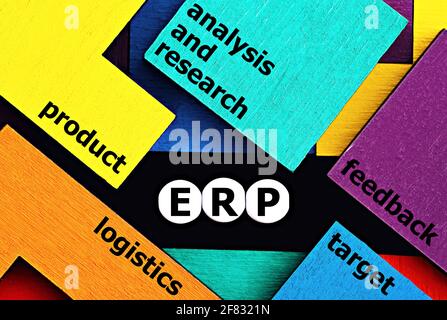 photo on erp (enterprise resource planning) theme. the abbreviation  "erp" on a colorful background. business concept image Stock Photo