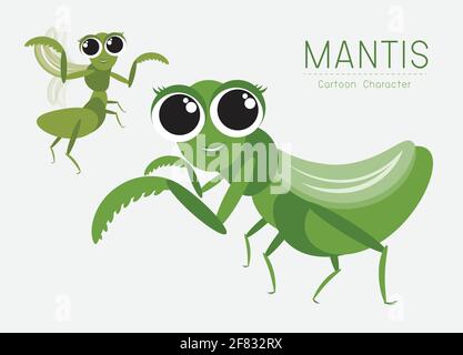 Vector Mantis Cartoon Character design; Cute style concept. Stock Vector
