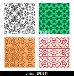 Set of seamless geometric pattern in islamic style vector Stock Vector