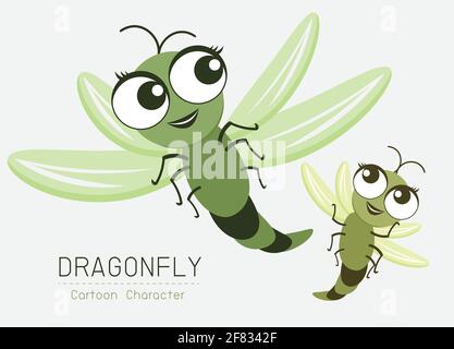 Vector Dragonfly Cartoon Character design; Cute style concept. Stock Vector