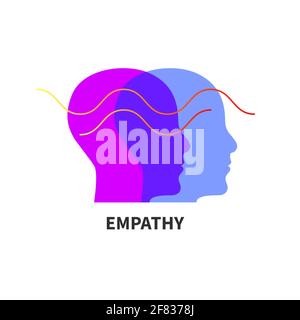 Psychology logo with two male profiles. Understanding icon. Abstract sign of therapy. Empathy symbol Stock Vector