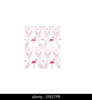 Seamless flamingo bird pattern - white and pink Stock Vector
