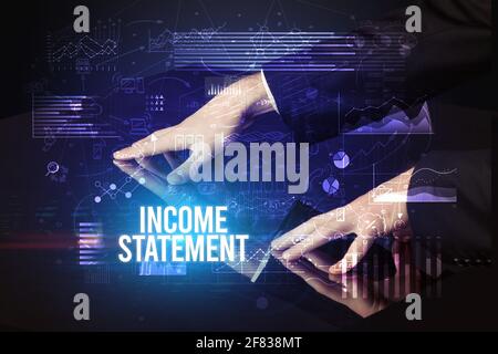 Businessman touching huge screen concept Stock Photo