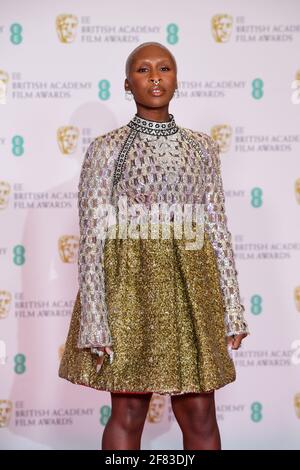 Cynthia Erivo arrives for the EE BAFTA Film Awards at the Royal Albert Hall in London. Picture date: Sunday April 11, 2021.