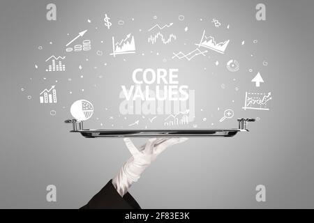 Waiter serving business idea concept Stock Photo
