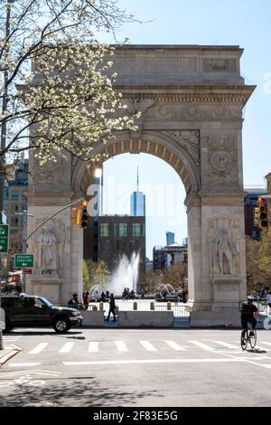 Washington Square Arch and Crowds from Fifth Avenue, Washington Square