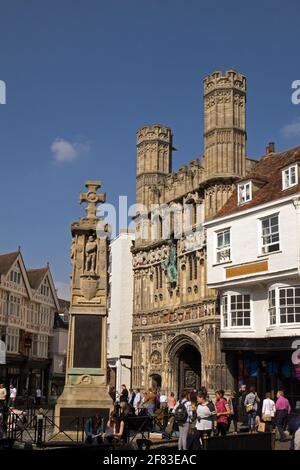 Canterbury City Center with its Historic Buildings and The Christ Church Gate, Cathedral Entrance, Kent, England, UK Stock Photo