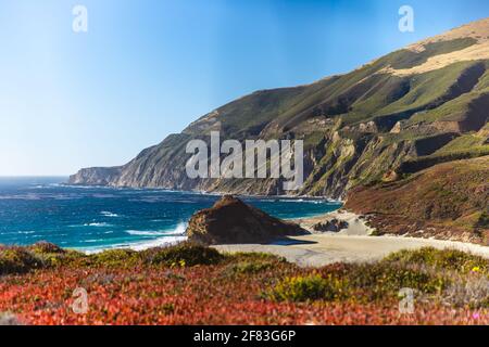 cliffs next to the ocean on a nice sunny summer day Stock Photo
