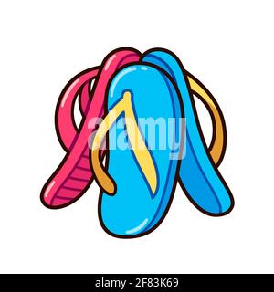 Baling selipar, traditional Malaysian game played with flip flops. Cartoon drawing of slipper pyramid. Vector clip art illustration. Stock Vector