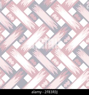 Seamless vector pattern braiding texture on white background. Simple woven 3d wallpaper design with pink and purple. Stock Vector
